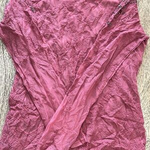 BKE Mauve Lace Detail Top